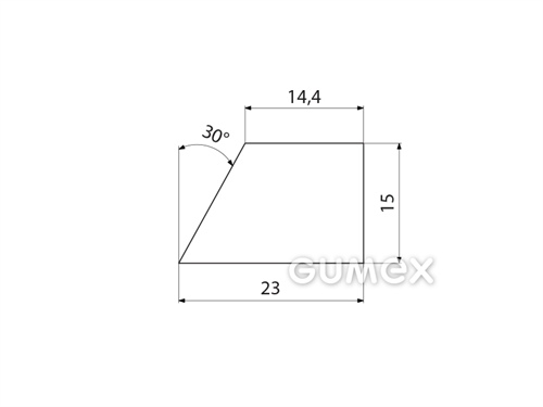 Silikónový profil tvaru "lichobežnik", 15x23/14,4mm, 35°ShA, -60°C/+180°C, biely